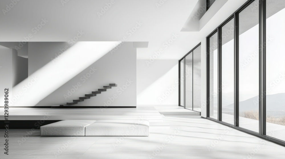 Obraz premium Modern Minimalist Interior with Abundant Natural Light and Space