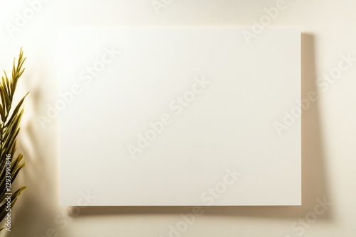 Blank canvas on clean surface, inviting creativity, surrounded b