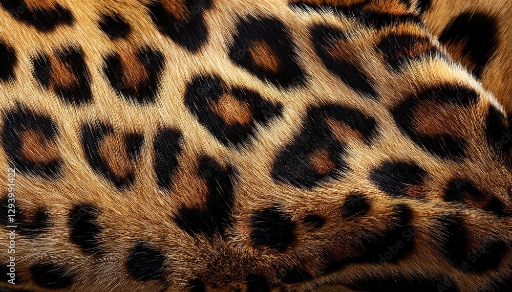 Striking Leopard Fur Texture Golden Fur Gleaming with Black Spots Against a Natural Backdrop, Evoking Vibrant Energy and Majesty in the Wild. Striking Leopard Fur Texture Golden Fur Gleaming with Black Spots Against a Natural Backdrop, Evoking Vibrant Energy and Majesty in the Wild.