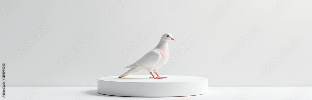 Obraz premium Elegant Podium Featuring A Pastel Colored Easter Dove, White Background High Detail, Realistic Shading
