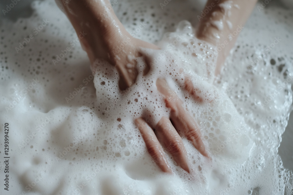 Fototapeta premium Hands washing in soapy water