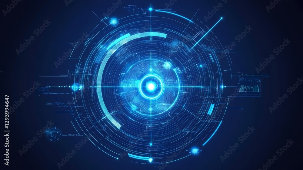 Futuristic technology digital holographic element with laser glow effect, arrow, callout border, and radar scanning in dark and light blue tones, symbolizing innovation and advanced data analysis Futuristic technology digital holographic element with laser glow effect, arrow, callout border, and radar scanning in dark and light blue tones, symbolizing innovation and advanced data analysis