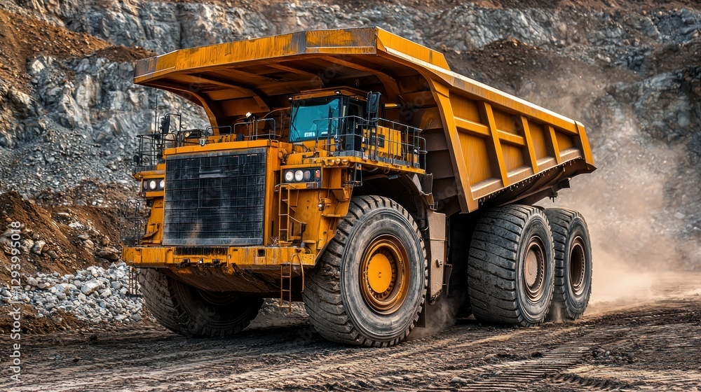 Yellow Mining Truck in Quarry Yellow Mining Truck in Quarry