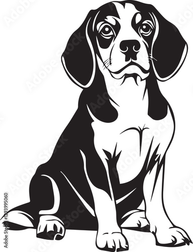 sitting beagle dog portrait
