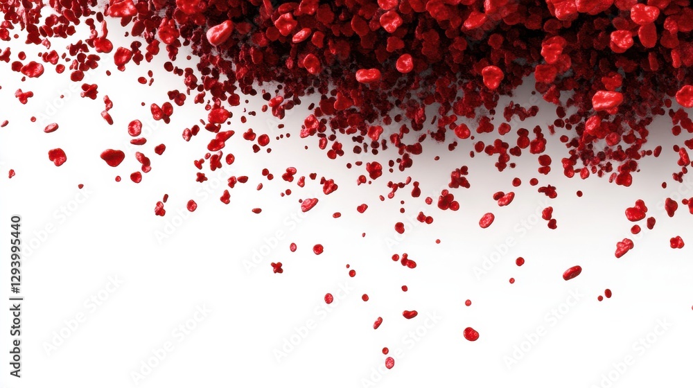 Red Rock Crystal Fragments Falling on White Surface Background Red Rock Crystal Fragments Falling on White Surface Background