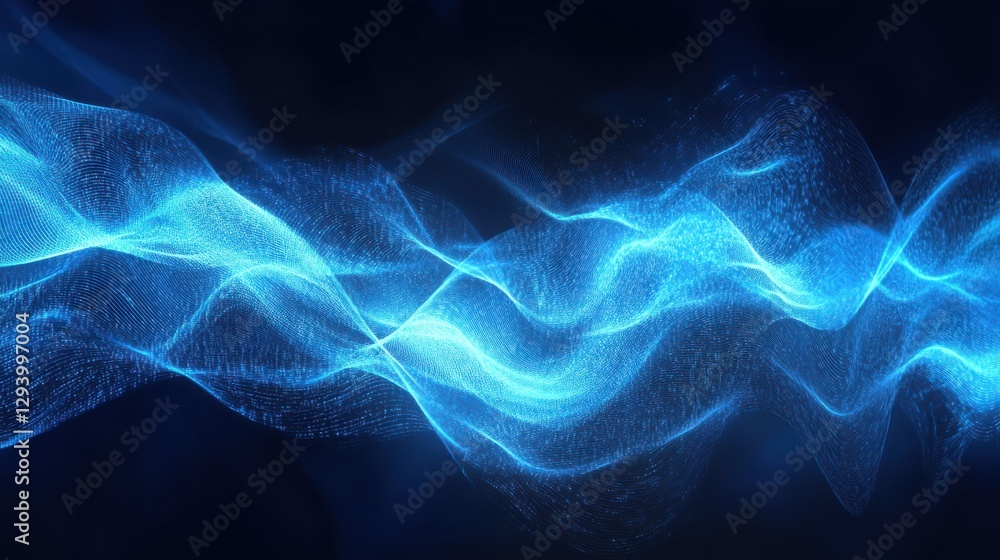 Fototapeta premium Abstract Blue Wave Pattern on Dark Background for Creative Design