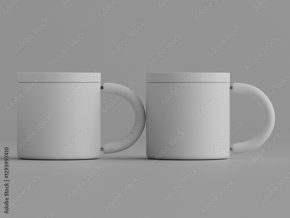 Insulated Mug Stainless Steel Coffee Mug Double vacuum wall with Silicone Lid and Rubber non-slip handle 3D rendering illustration Insulated Mug Stainless Steel Coffee Mug Double vacuum wall with Silicone Lid and Rubber non-slip handle 3D rendering illustration