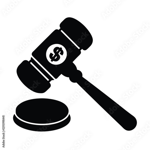 Distinct auction gavel paired with sharp dollar sign in refined vector