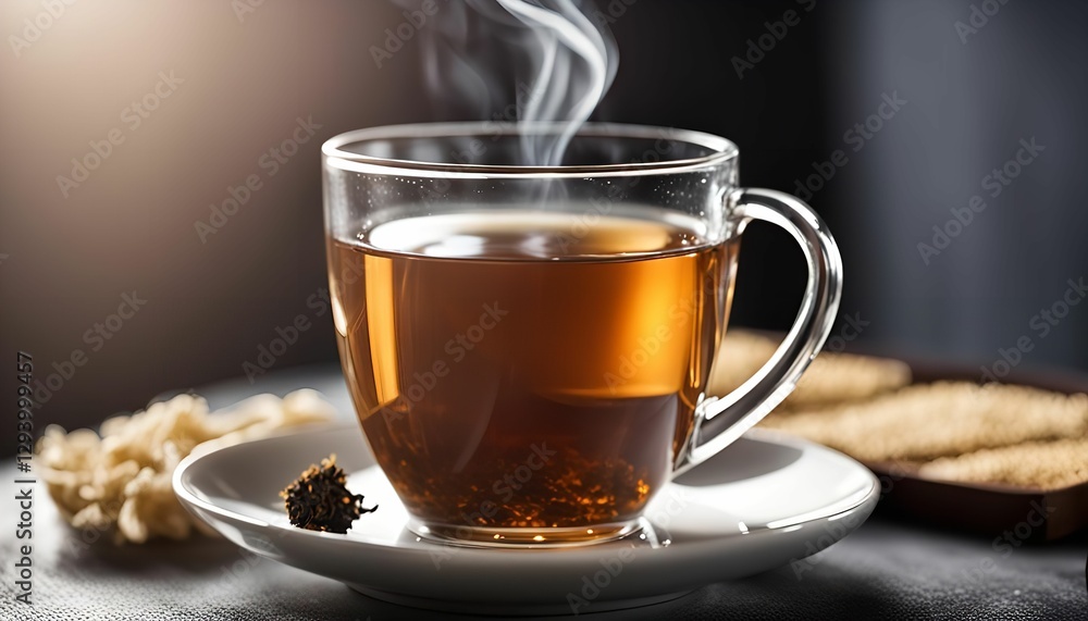 A steaming cup of tea, perfect for a relaxing moment. A steaming cup of tea, perfect for a relaxing moment.