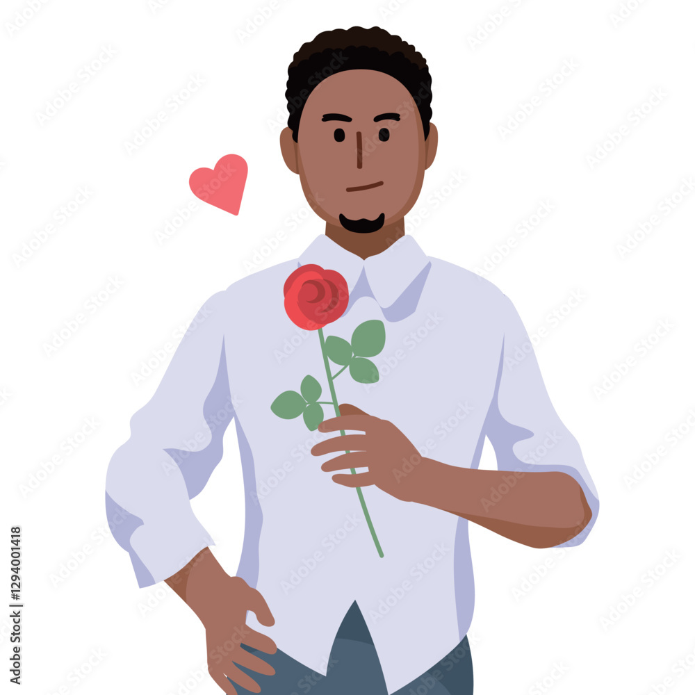 Romantic Gesture – Black Man Holding a Rose Romantic Gesture – Black Man Holding a Rose