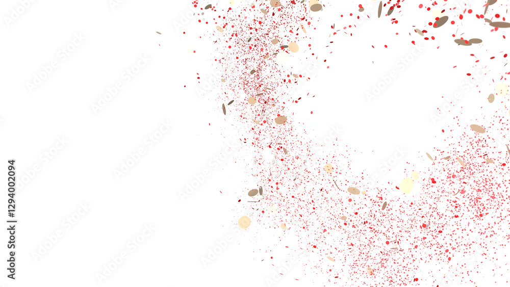 Obraz premium Red and Gold Confetti Explosion on White Background
