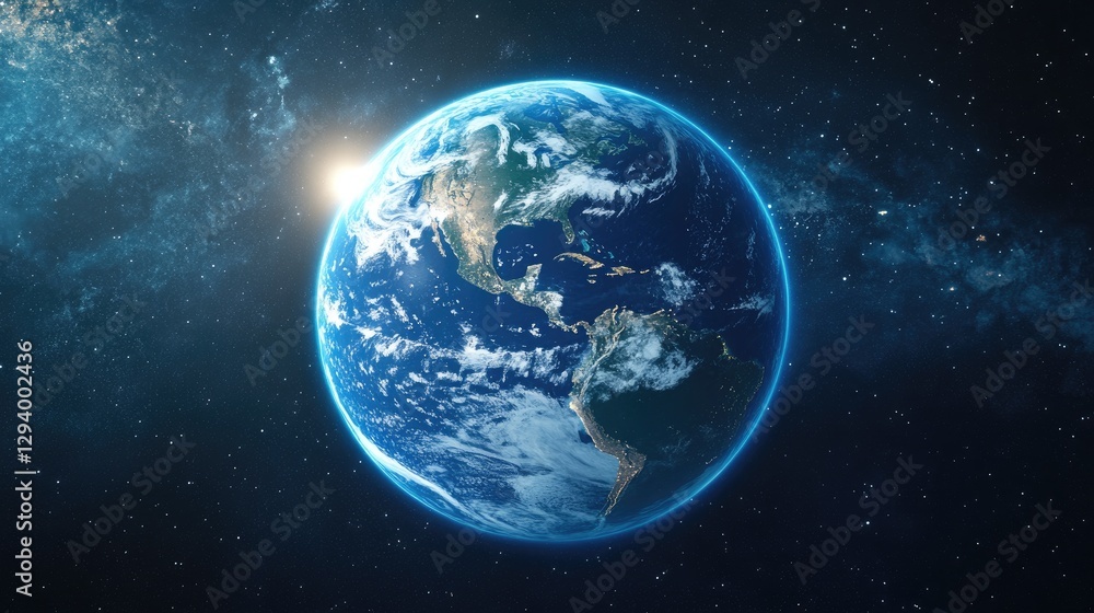 Obraz premium Conceptual illustration of a solar-powered Earth, radiating clean energy.