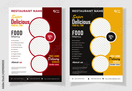 Modern clean clear Restaurant flyer template or food flyer design with best design organic shape restaurant food flyer design