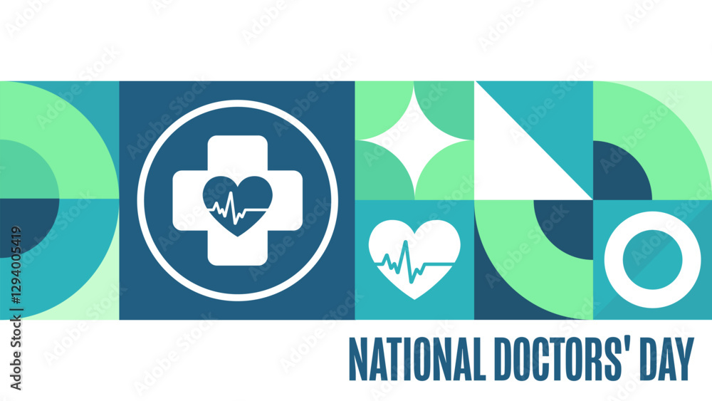 National Doctors' Day. March 30. Holiday concept. Template for background, banner, card, poster with text. Vector EPS10 illustration.