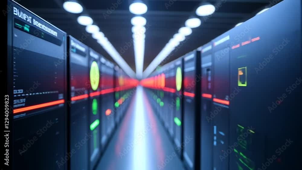 Futuristic data storage units in warehouse Futuristic data storage units in warehouse
