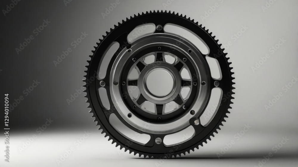 Minimal Flywheel Icon in Black and Silver Isolated on White Background with Intricate Gear Design Technical Component in Precision Engineering Minimal Flywheel Icon in Black and Silver Isolated on White Background with Intricate Gear Design Technical Component in Precision Engineering