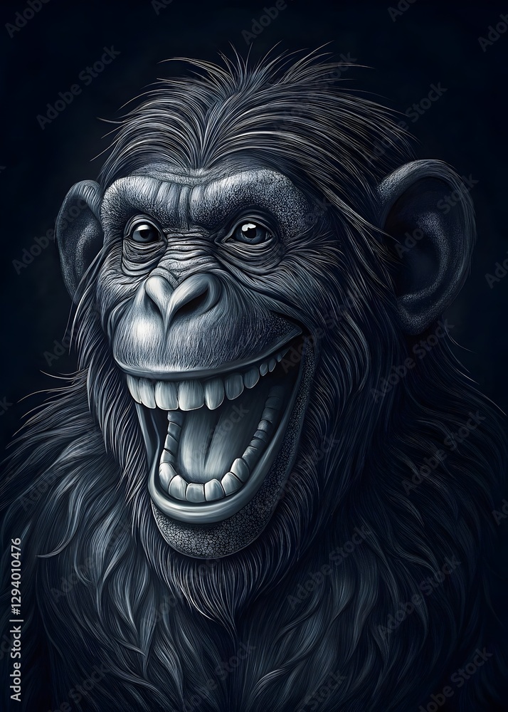 Joyful Smiling Chimpanzee Expressing Happiness Through Laughter Joyful Smiling Chimpanzee Expressing Happiness Through Laughter