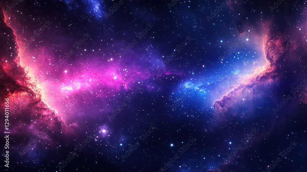 Naklejka premium Colorful nebulae in deep space; vibrant cosmic clouds; potential use for space exploration or astronomy posters