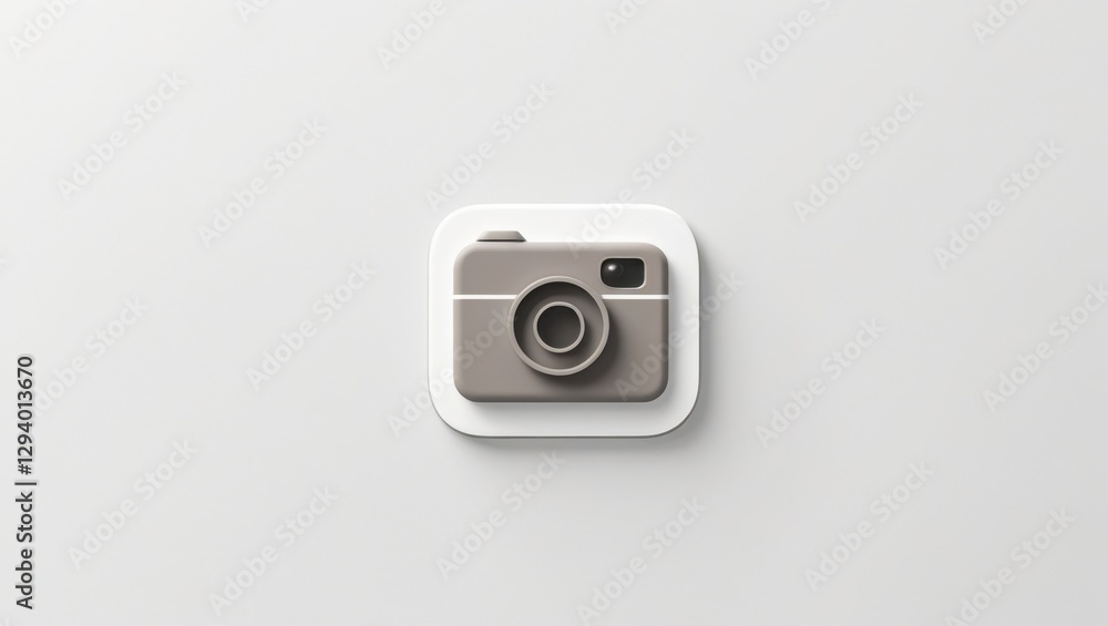 Sleek Gray Camera Icon on White Background Minimalist Design Photography Technology Symbol in Flat Style Sleek Gray Camera Icon on White Background Minimalist Design Photography Technology Symbol in Flat Style