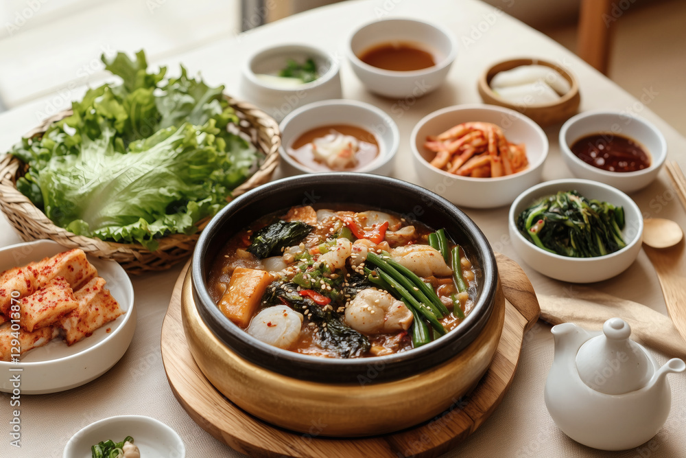 Korean Soup with Side Dishes Korean Soup with Side Dishes