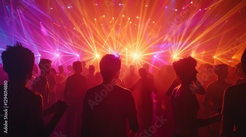 Wallpaper Mural A group of people are dancing in a club with bright lights and a lot of energy. Scene is lively and fun Torontodigital.ca