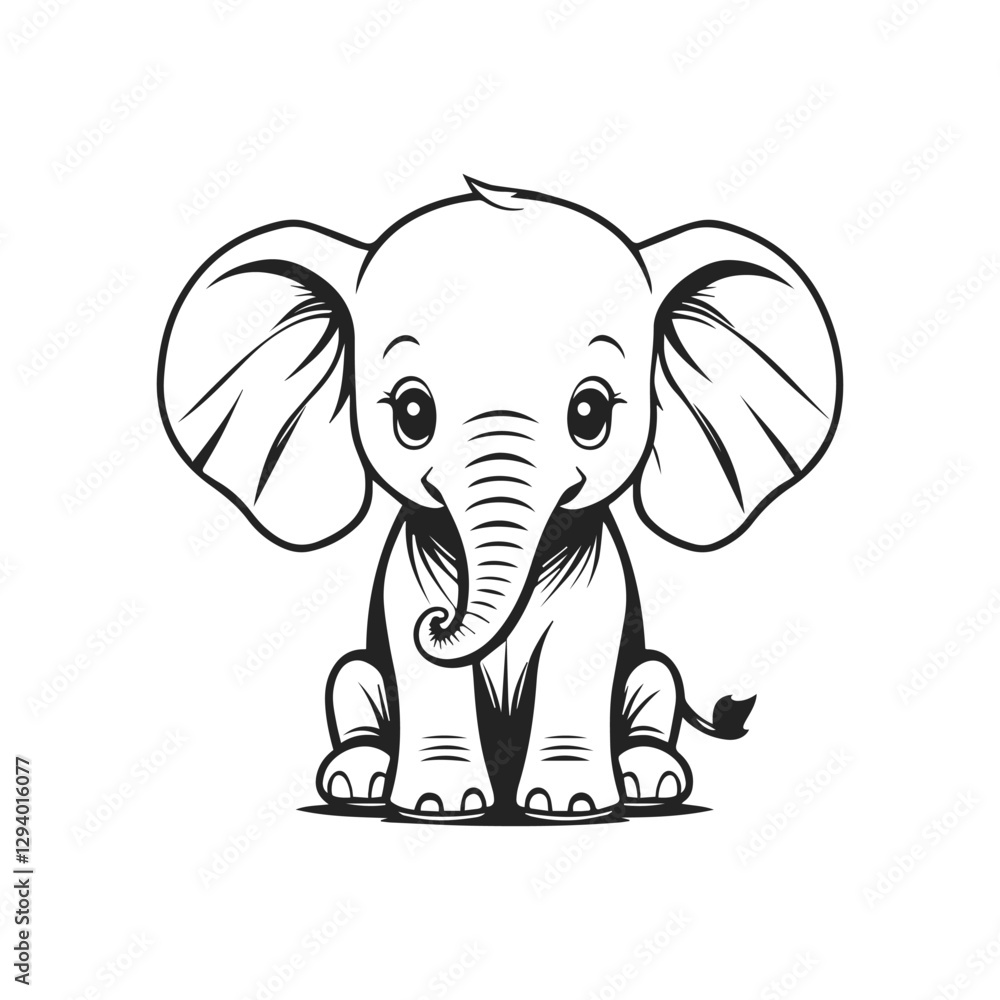 Fototapeta premium Cute Baby Elephant Sitting