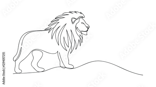Majestic Lion, OneLine Drawing, African Wildlife, Wild Cat, King of the Jungle