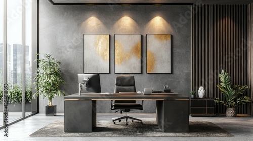 Wallpaper Mural Modern Minimalist Office Interior with Elegant Design and Plants Torontodigital.ca