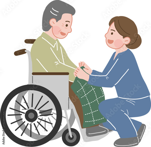 사회복지사, 노인, 휠체어