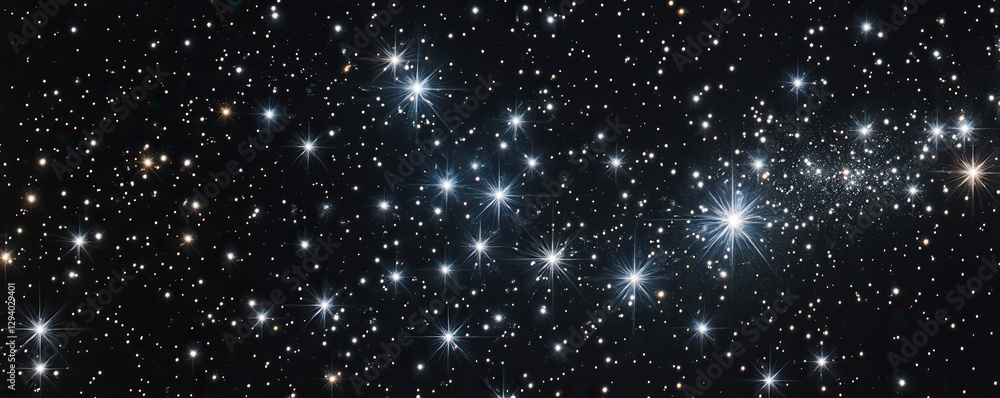 A vast expanse of the night sky is adorned with countless stars shining brightly against a deep black background. A vast expanse of the night sky is adorned with countless stars shining brightly against a deep black background.