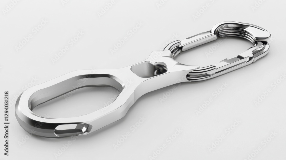 Carabiner keychain with a rugged design, positioned on a white background
