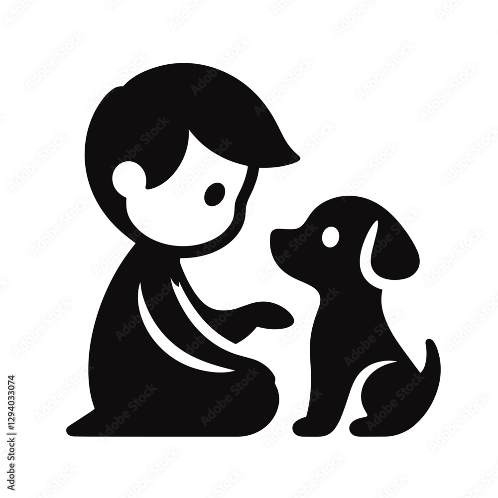 Obraz premium Vector illustration of a boy with a dog