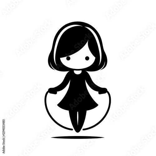 Vector illustration of a girl with a skipping rope
