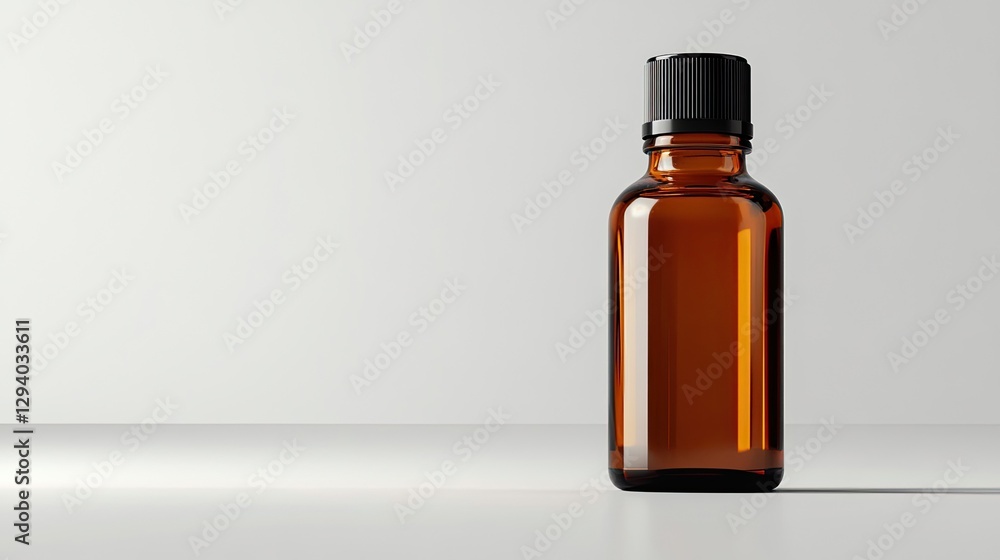 Amber glass dropper bottle with a black cap, mockup, isolated on a white background. Amber glass dropper bottle with a black cap, mockup, isolated on a white background.