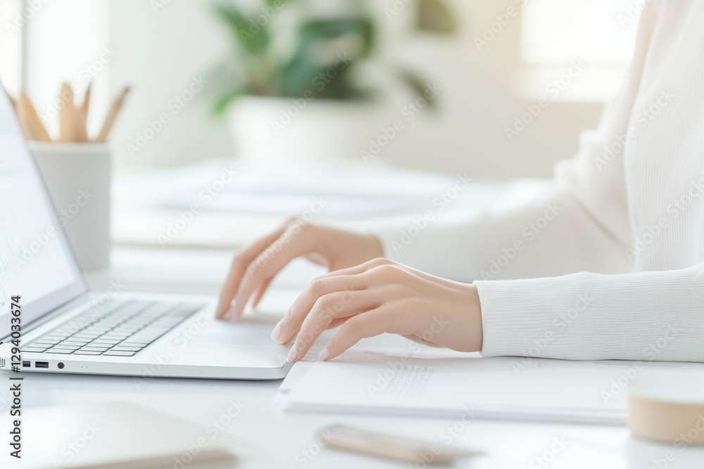 Fototapeta premium ノートパソコンを操作する手元 laptop