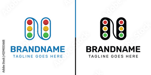 Letter N Traffic Light Logo Set, for  in technology, navigation, transportation, or communication companies