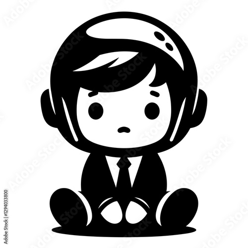 Vector illustration of a boy in a space helmet