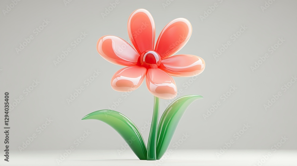 Fototapeta premium 3d icon flower, simple flower, a flower