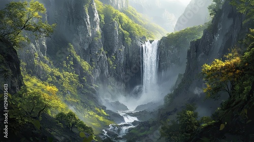 waterfall in  forest, lanscape of waterfall