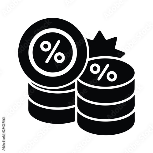 Illustrative coins with percentage sign silhouette emphasizing profit margins clearly