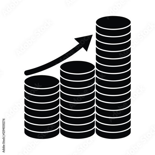 Structured coins silhouette arranged in ascending order to illustrate fiscal progress