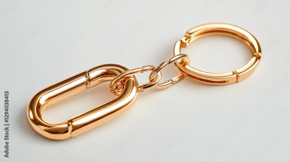 Elegant chain-link keyring with a timeless design, white backdrop