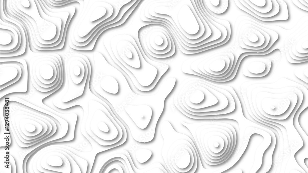 Abstract Luxury paper cut background, Abstract decoration, Topographic geometric map relief texture with curved layers and shadow. Abstract soft white background. Abstract Luxury paper cut background, Abstract decoration, Topographic geometric map relief texture with curved layers and shadow. Abstract soft white background.
