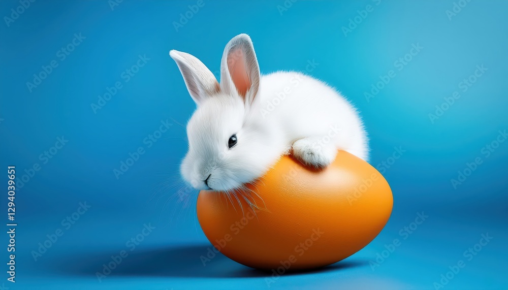 Adorable Sleeping White Rabbit Nestled Amidst an Oversized Easter Egg, Set Against a Tranquil Blue Backdrop A Whimsical and Peaceful Scene Capturing the Serenity of Childhood Dreams. Adorable Sleeping White Rabbit Nestled Amidst an Oversized Easter Egg, Set Against a Tranquil Blue Backdrop A Whimsical and Peaceful Scene Capturing the Serenity of Childhood Dreams.