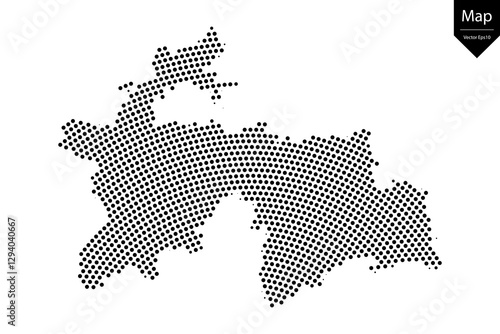 Abstract image Tajikistan map from point Black on a white background. Vector illustration eps 10.	
