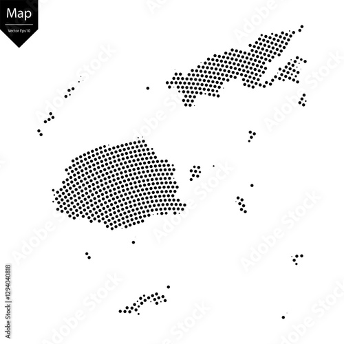 Abstract image Fiji map from point Black on a white background. Vector illustration eps 10.	
