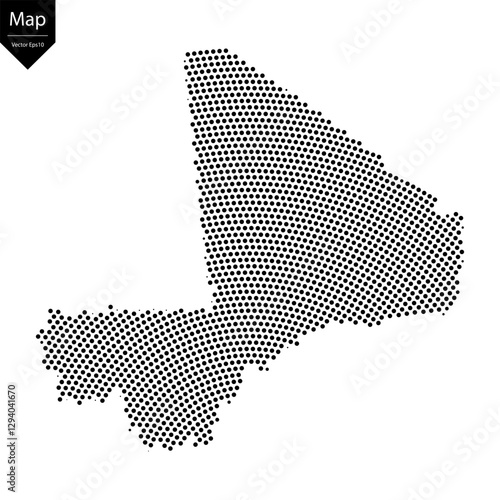 Abstract image Mali map from point Black on a white background. Vector illustration eps 10.	

