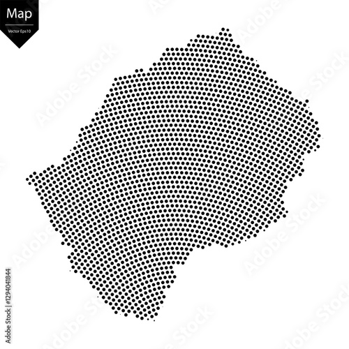 Abstract image Lesotho map from point Black on a white background. Vector illustration eps 10.	
