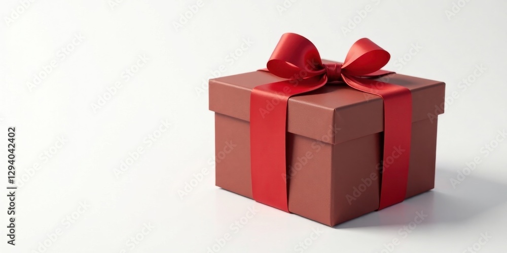 Obraz premium A maroon present box with a vibrant red ribbon, a symbol of gifting and celebration