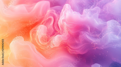 A colorful, abstract image of a cloud with pink, orange, and yellow hues